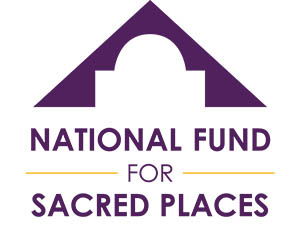 Purple and white logo that reads "National Fund for Sacred Places"