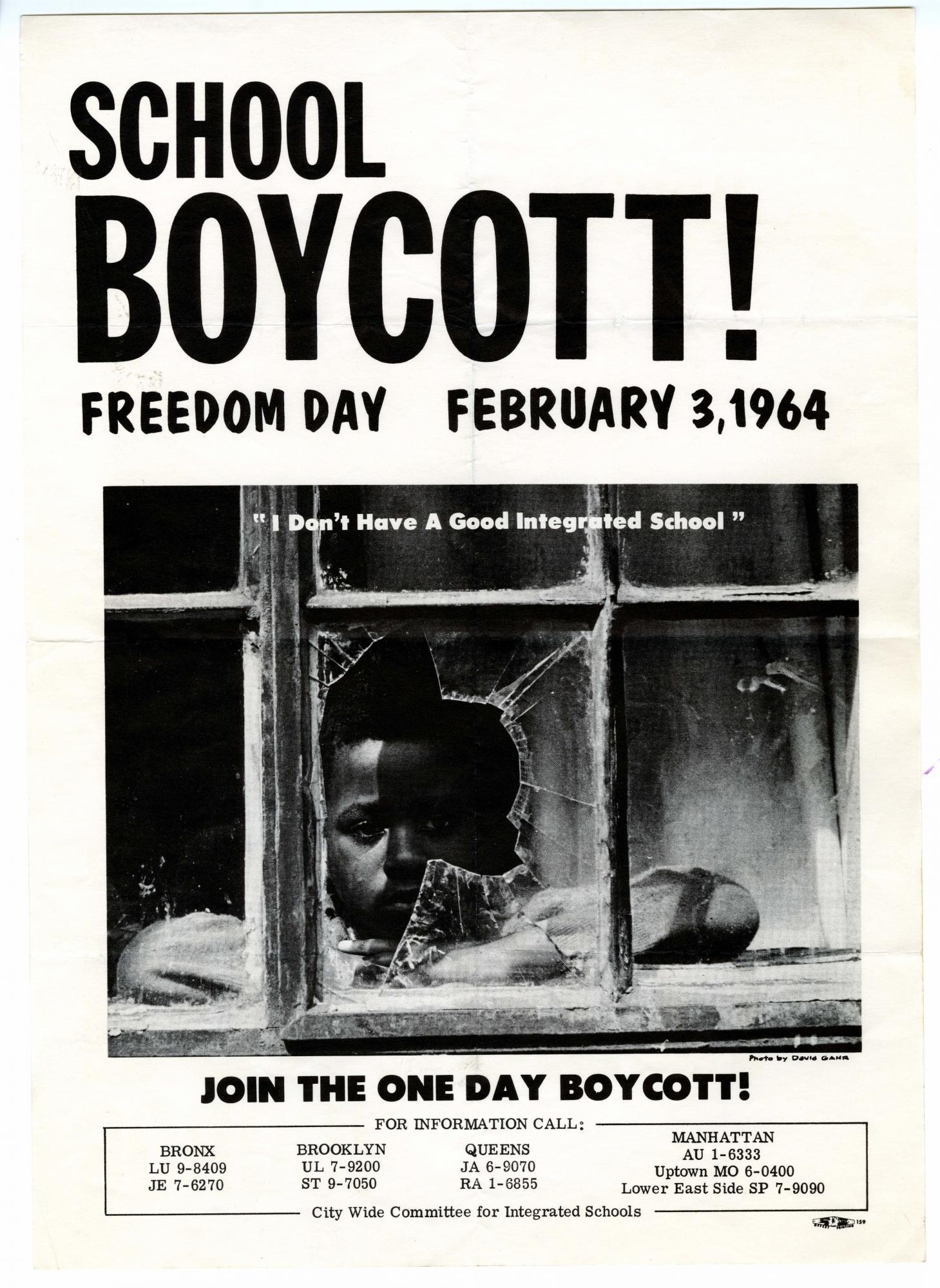 City Wide Committee for Integrated Schools, “School Boycott! Flier,” 1964. Credit: Queens College Civil Rights Archives.