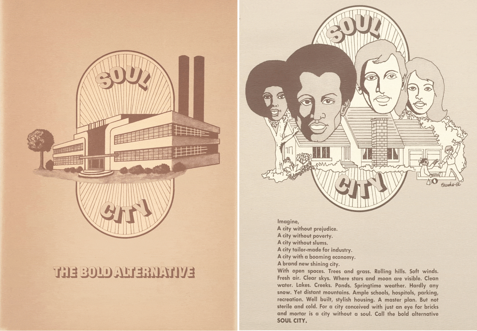 From a promotional pamphlet for Soul City, ca. mid-1970s. [Collection of the Smithsonian National Museum of African American History and Culture]