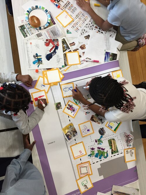 DCDC design process with community members. Photo Credit: Harry Connolly