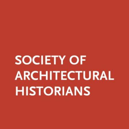 White text on a red background that reads "Society of Architectural Historians"