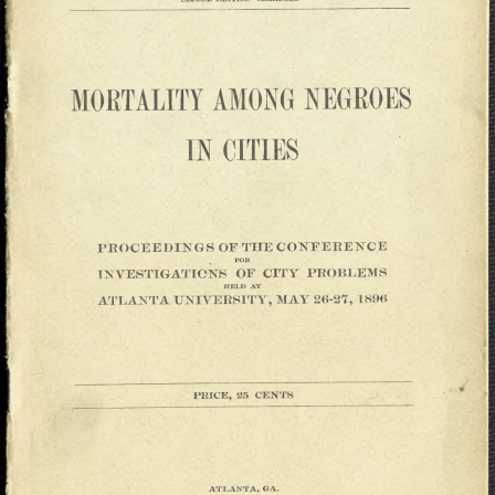 Mortality among Negroes in Cities cover.