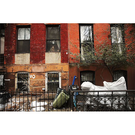 Two homes sit side-by-side in the Fort Greene neighborhood where the director and artist Spike Lee once lived on February 27, 2014 in the Brooklyn borough of New York City.