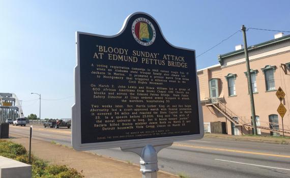Historical Marker for the 'Bloody Sunday' Attack at Edmund Pettus Bridge. 